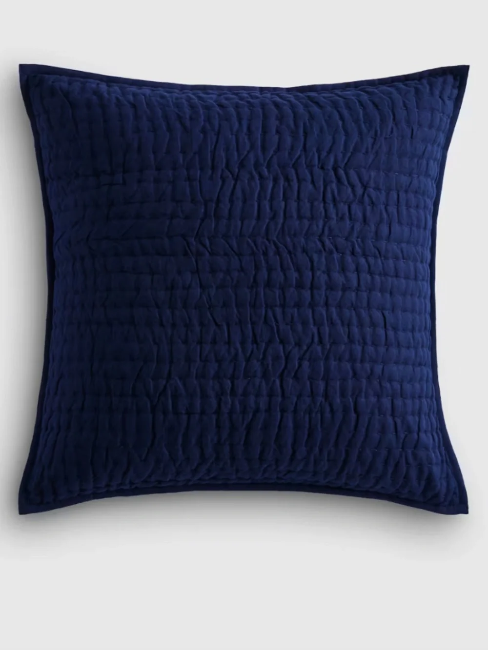 European Linen Cotton Stitch Quilted Euro Sham Navy 20 x 20
